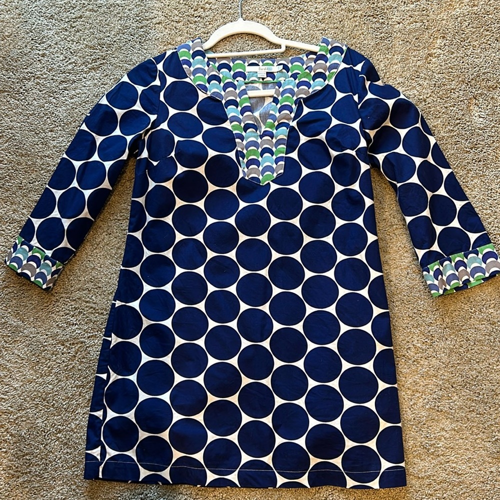 Boden royal blue dress. Geometric pattern.